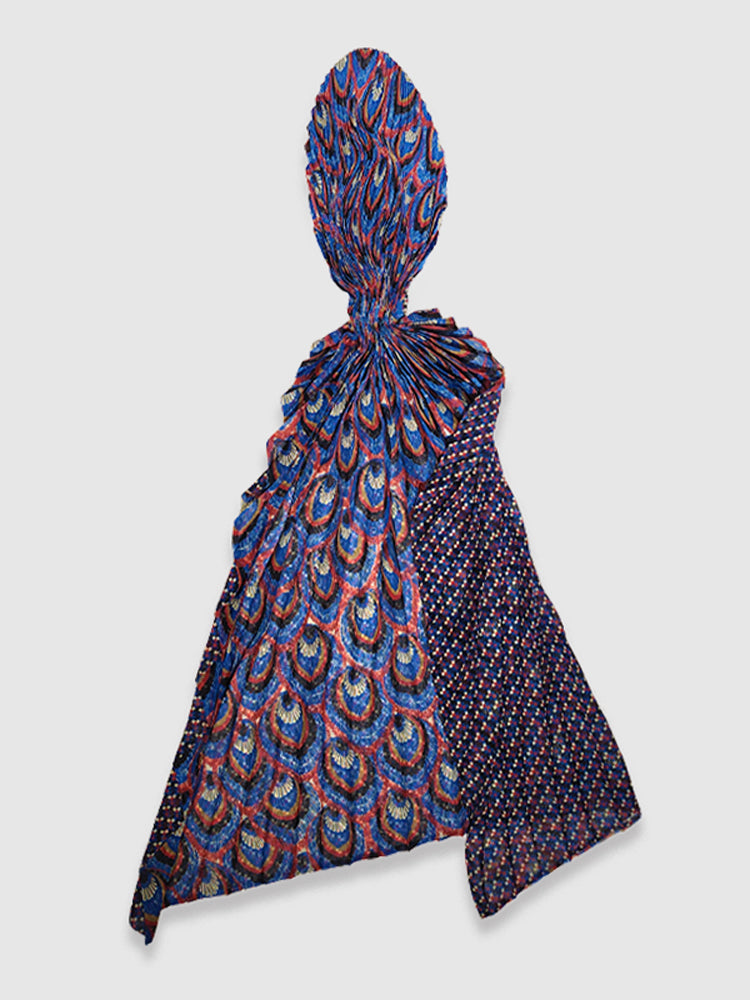 Sapphire Peacock Pleated Scarf