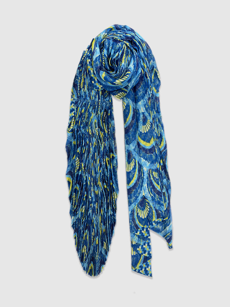 Blue Jade Cinch-Pleated Scarf