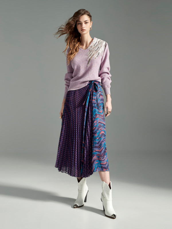 Zoelle Purple Haze Pleated Wrap Skirt