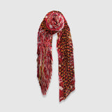 Zoelle Cerise Feather Pleated Scarf