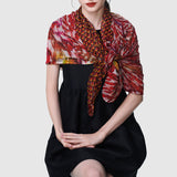 Zoelle Cerise Feather Pleated Scarf