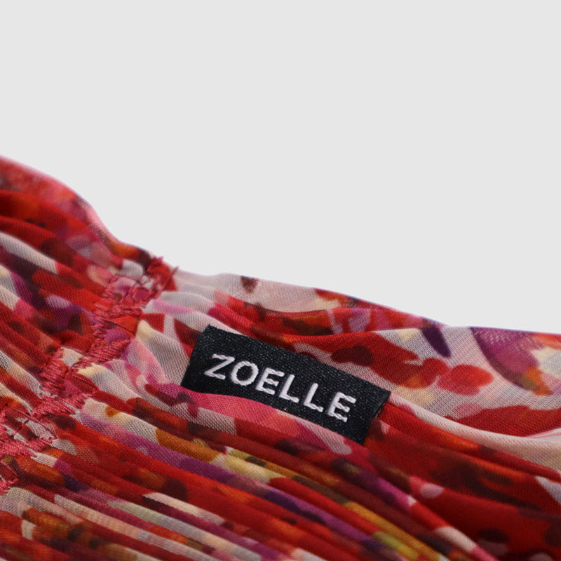 The details of Zoelle Cerise Feather Pleated Scarf