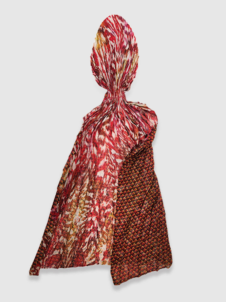 Cerise Feather Pleated Scarf