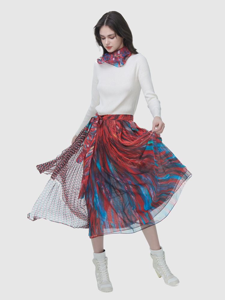 Zoelle Rising Phoenix Pleated Wrap Skirt