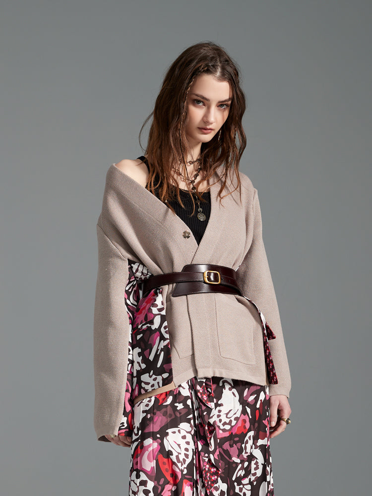 Zoelle Taupe Kimono Cardigan with Jasper Butterfly - Front