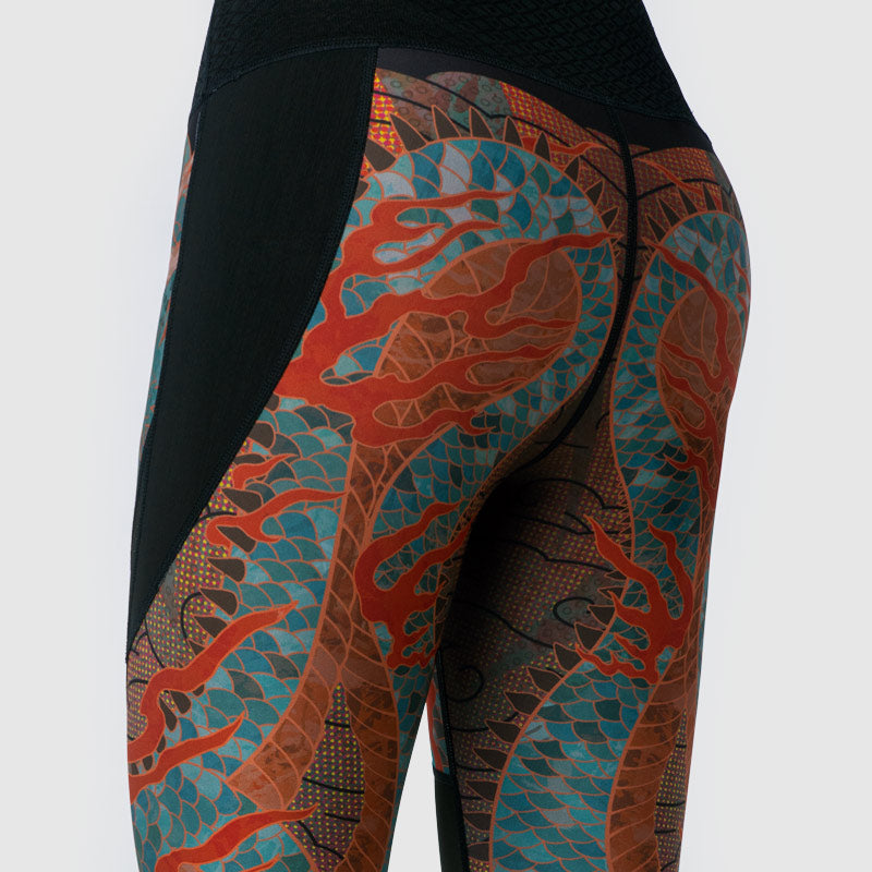 Zoelle Bybs Xculpt dragon scarlet leggings side back view