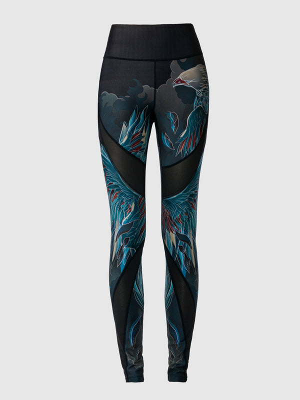 Women's High Waist, Full Length Leggings - - Calm print