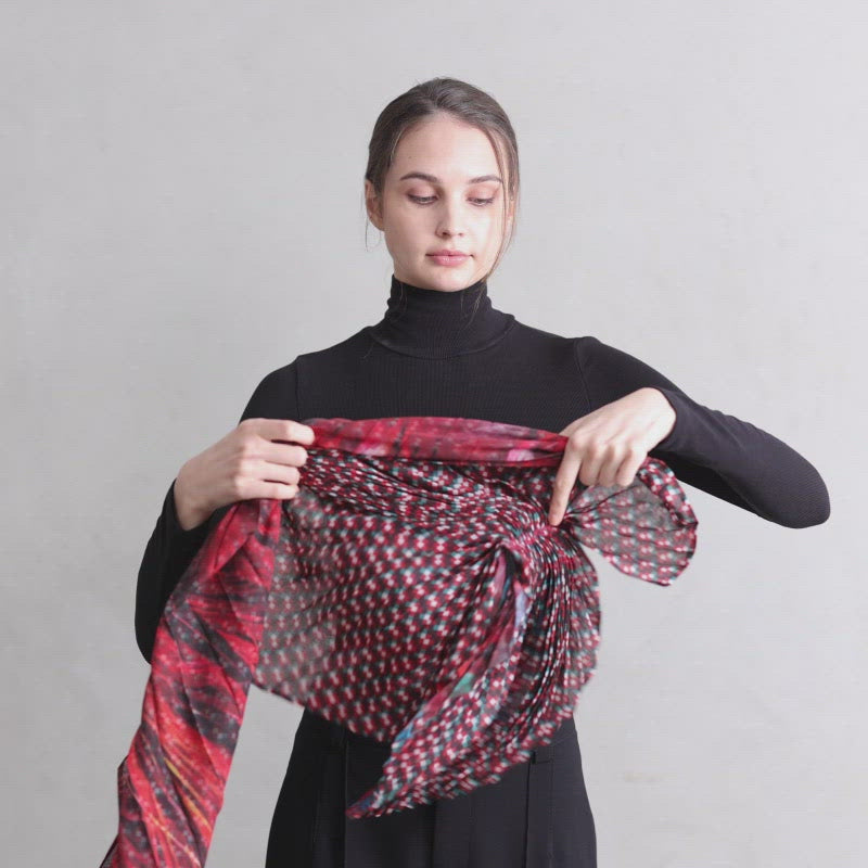 How to wear Zoelle Rising Phoenix Pleated Scarf